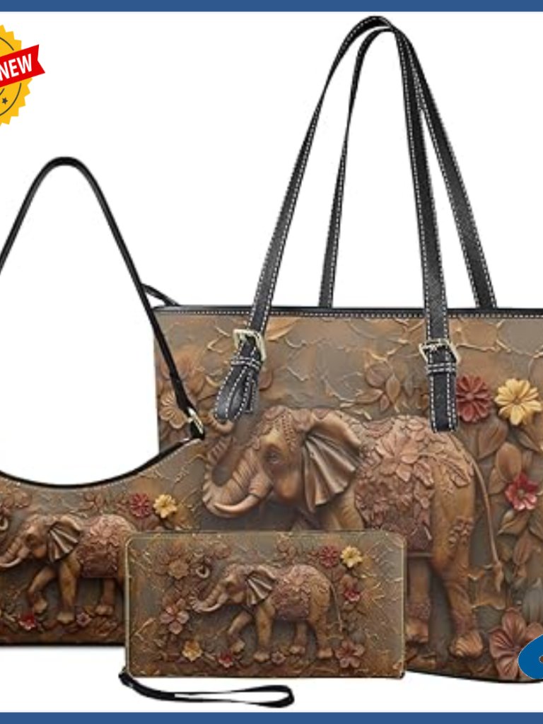 3-Piece Leather Tote Bag Set With Wallet, Waterproof Shoulder Bag For Work